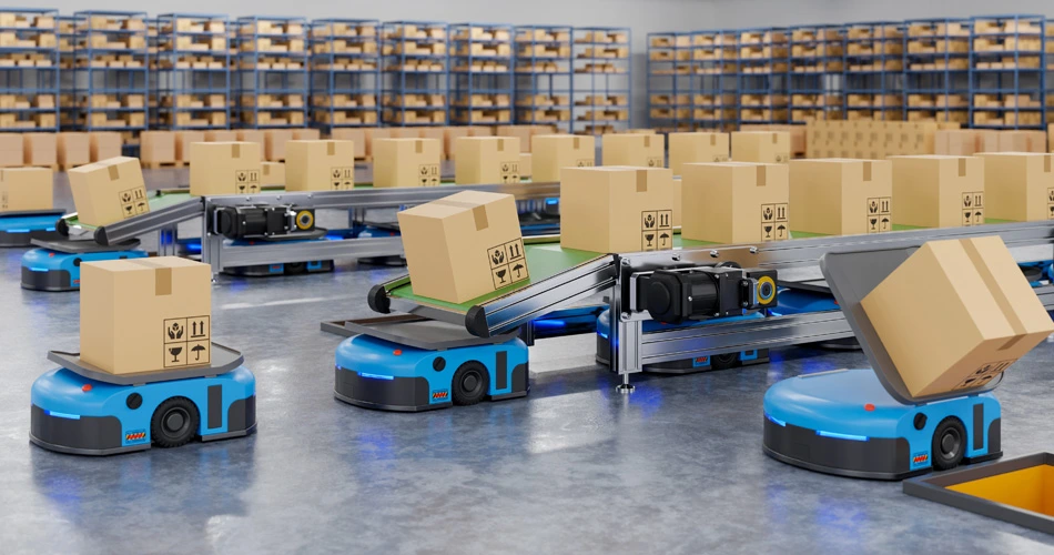 Carrier robot demonstrating omni-directional precision movement with a heavy payload