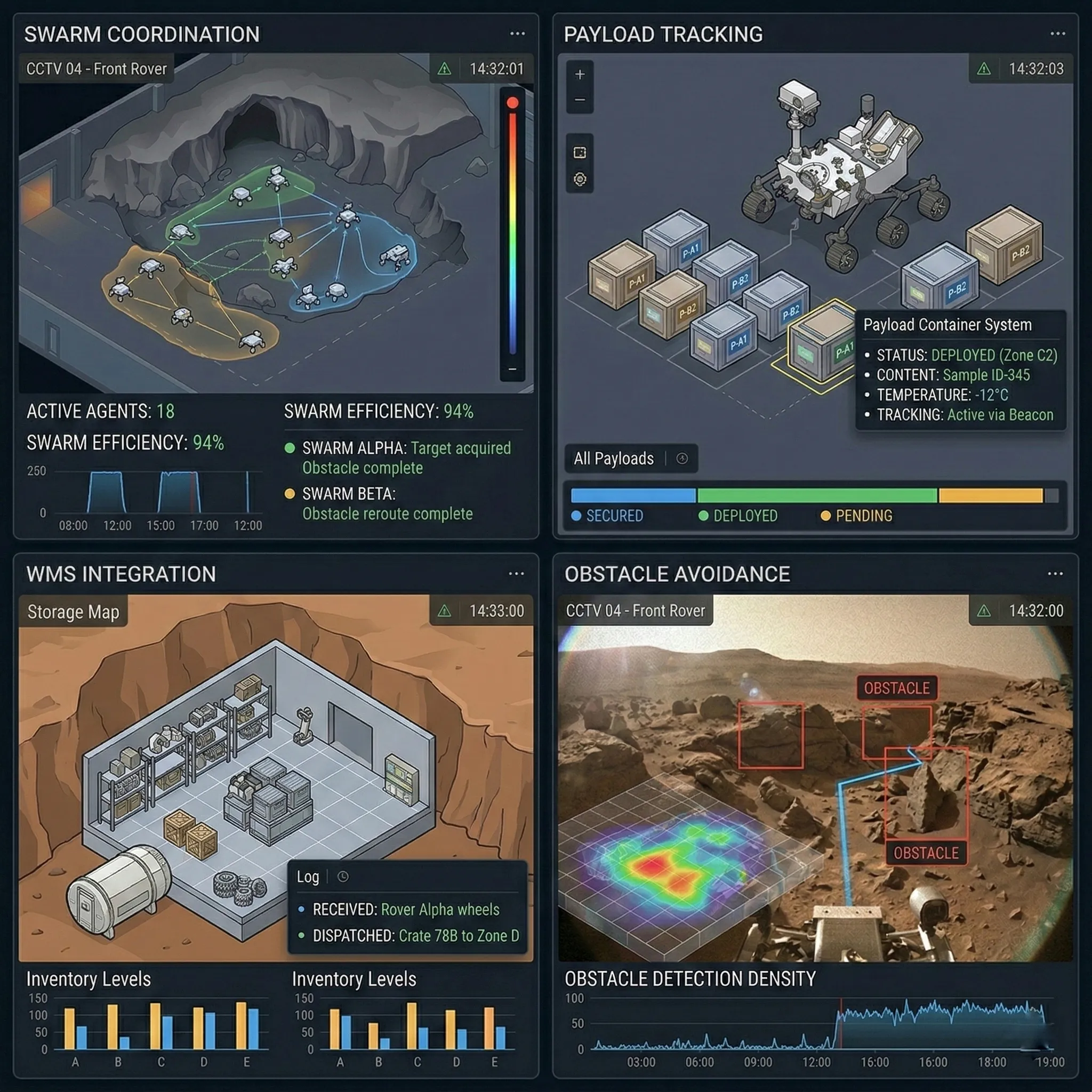 GridLogix Core: Heavy-duty logistics management interface showing fleet swarm status and active delivery routes