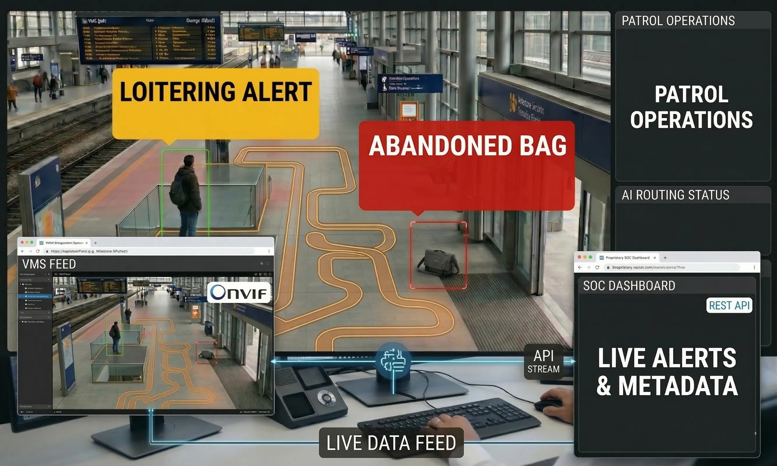 GridGuard VMS Integration: Live video stream and metadata export to enterprise command centers